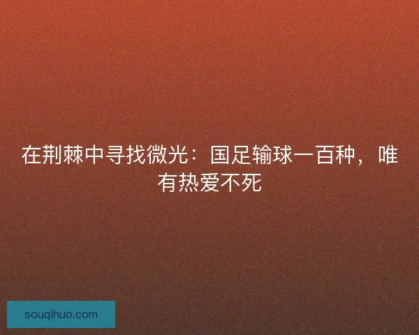 在荆棘中寻找微光：国足输球一百种，唯有热爱不死